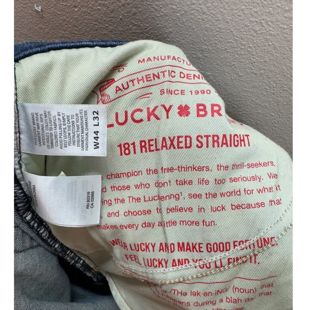 Lucky Brand 181 Relaxed Straight Blue Denim Jeans Mens 44x32 Medium Wash - Picture 7 of 10